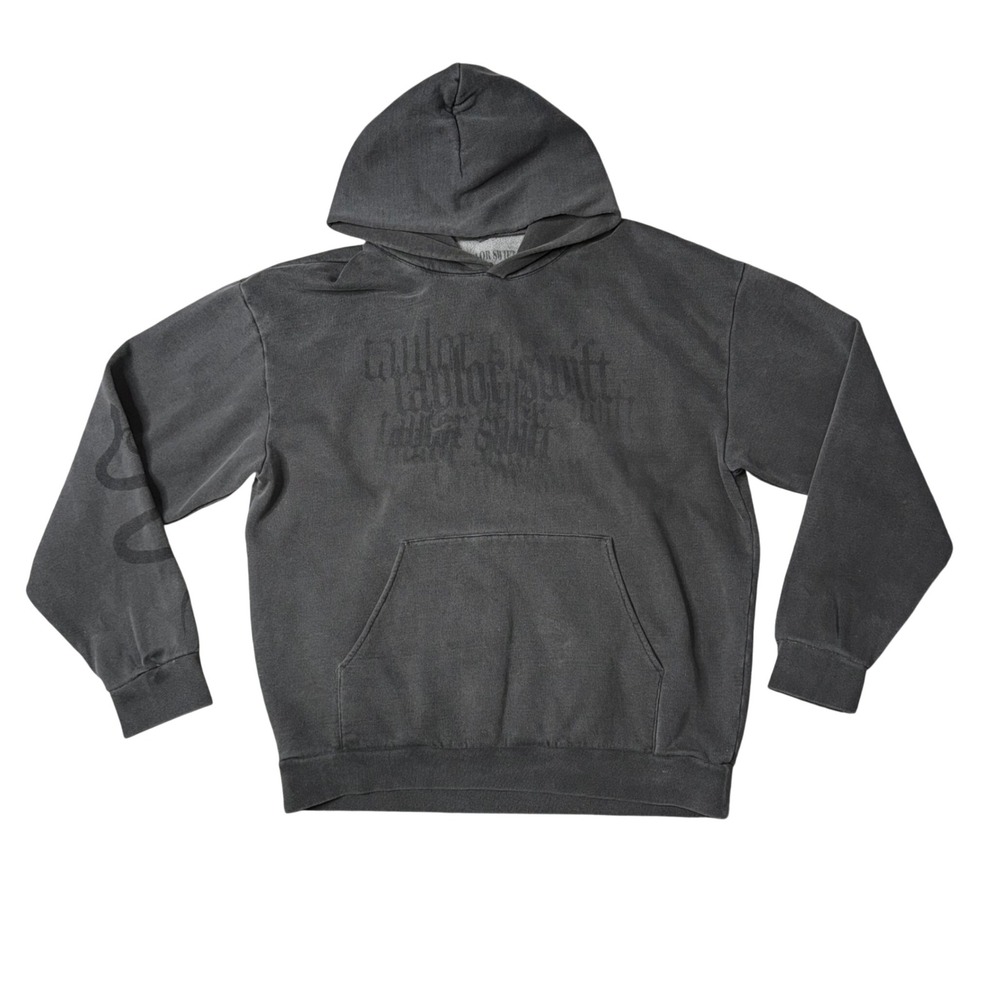 Taylor Swift Reputation Hoodie Women Medium Black Mineral Wash Snake Graphic